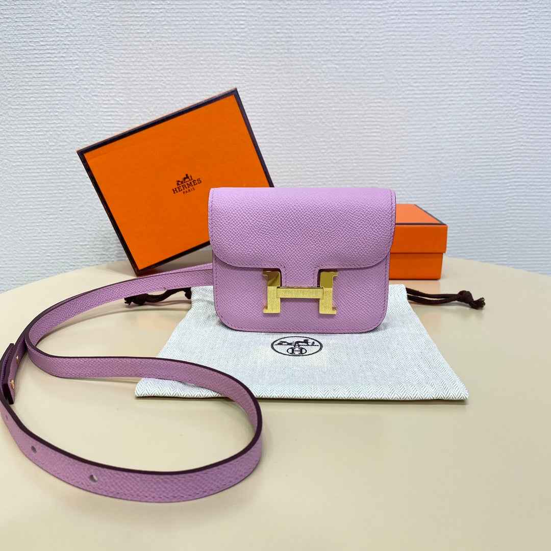 Hermes Constance Slim Wallet Pink Purple Epsom Leather Gold H082070