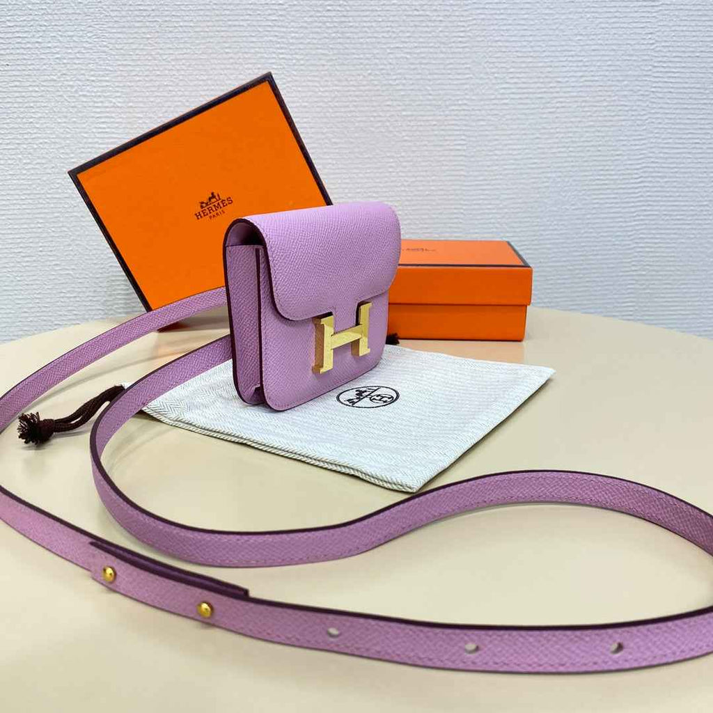 Hermes Constance Slim Wallet Pink Purple Epsom Leather Gold H082070