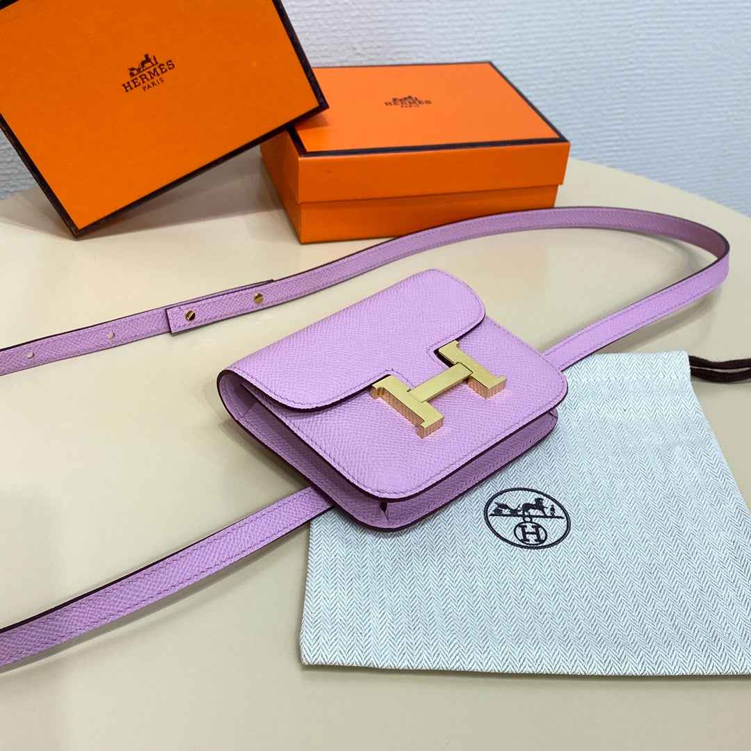 Hermes Constance Slim Wallet Pink Purple Epsom Leather Gold H082070