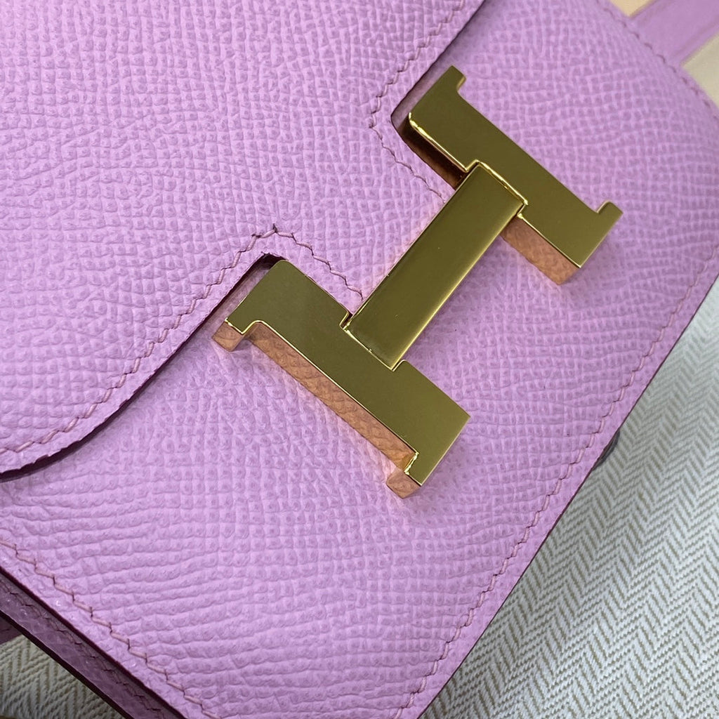 Hermes Constance Slim Wallet Pink Purple Epsom Leather Gold H082070