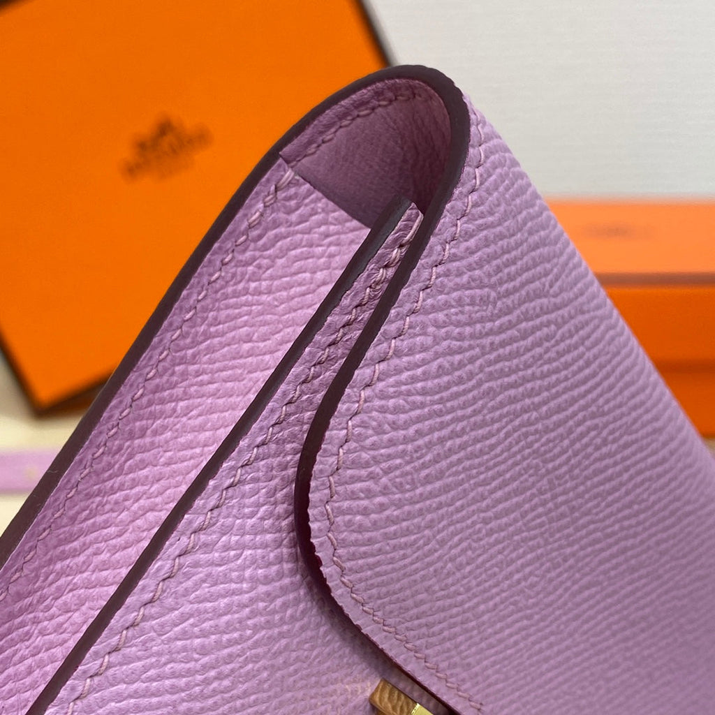 Hermes Constance Slim Wallet Pink Purple Epsom Leather Gold H082070