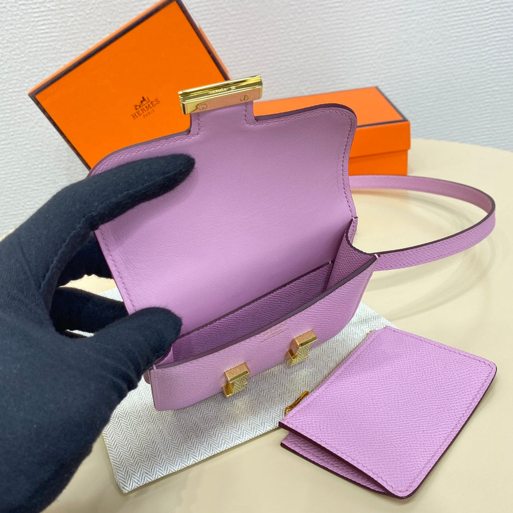 Hermes Constance Slim Wallet Pink Purple Epsom Leather Gold H082070