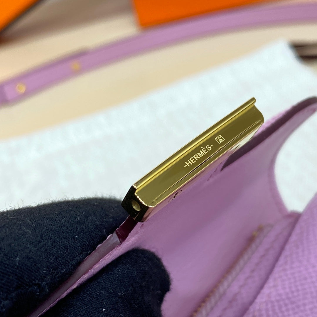 Hermes Constance Slim Wallet Pink Purple Epsom Leather Gold H082070