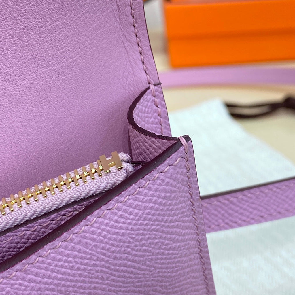 Hermes Constance Slim Wallet Pink Purple Epsom Leather Gold H082070
