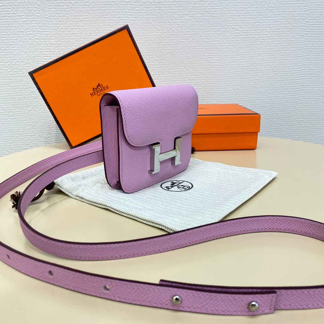 Hermes Constance Slim Wallet Pink Purple Epsom Leather Silver H082071