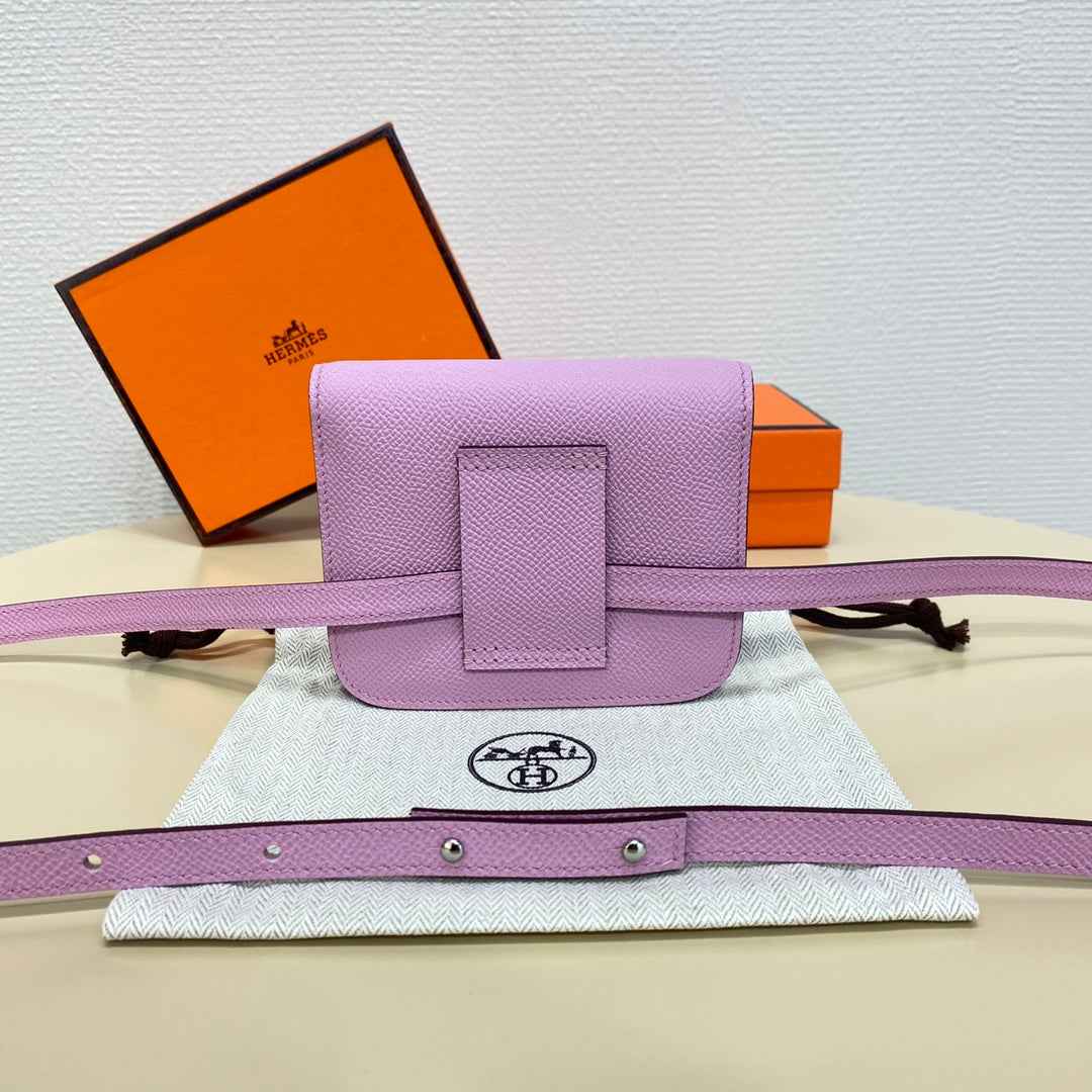 Hermes Constance Slim Wallet Pink Purple Epsom Leather Silver H082071