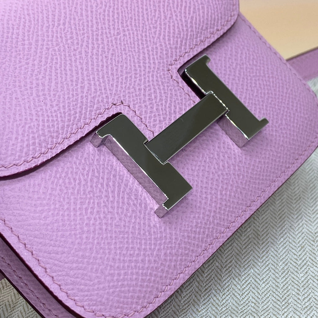Hermes Constance Slim Wallet Pink Purple Epsom Leather Silver H082071