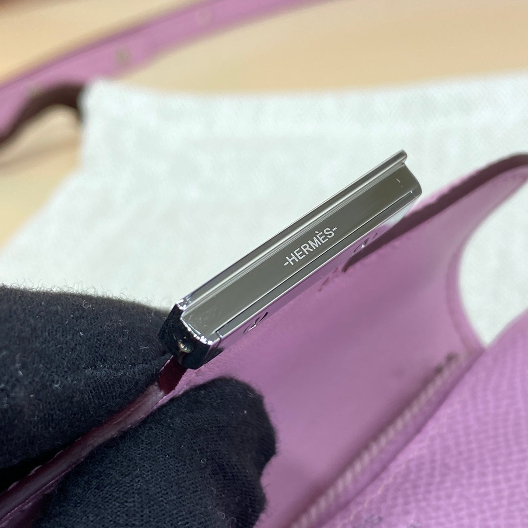Hermes Constance Slim Wallet Pink Purple Epsom Leather Silver H082071