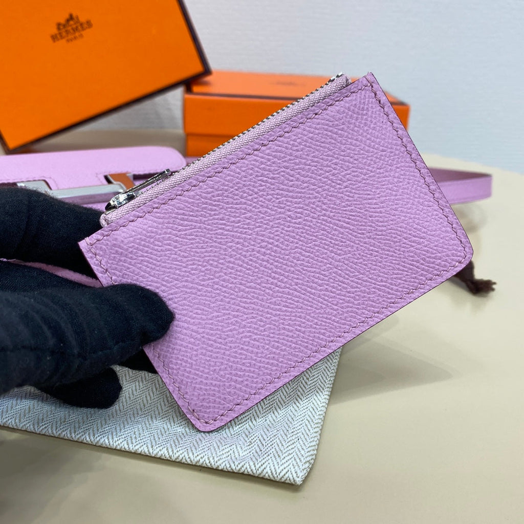Hermes Constance Slim Wallet Pink Purple Epsom Leather Silver H082071