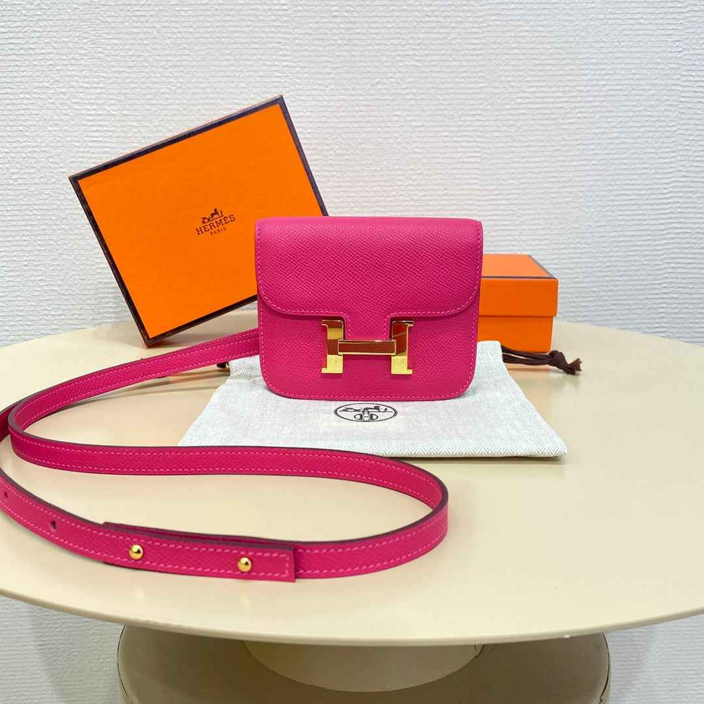 Hermes Constance Slim Wallet Plum Epsom Leather Gold H082072