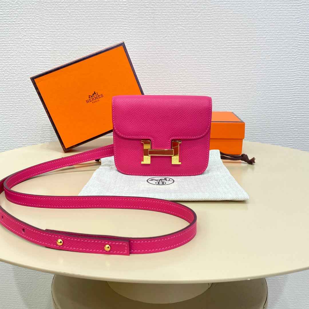 Hermes Constance Slim Wallet Plum Epsom Leather Gold H082072