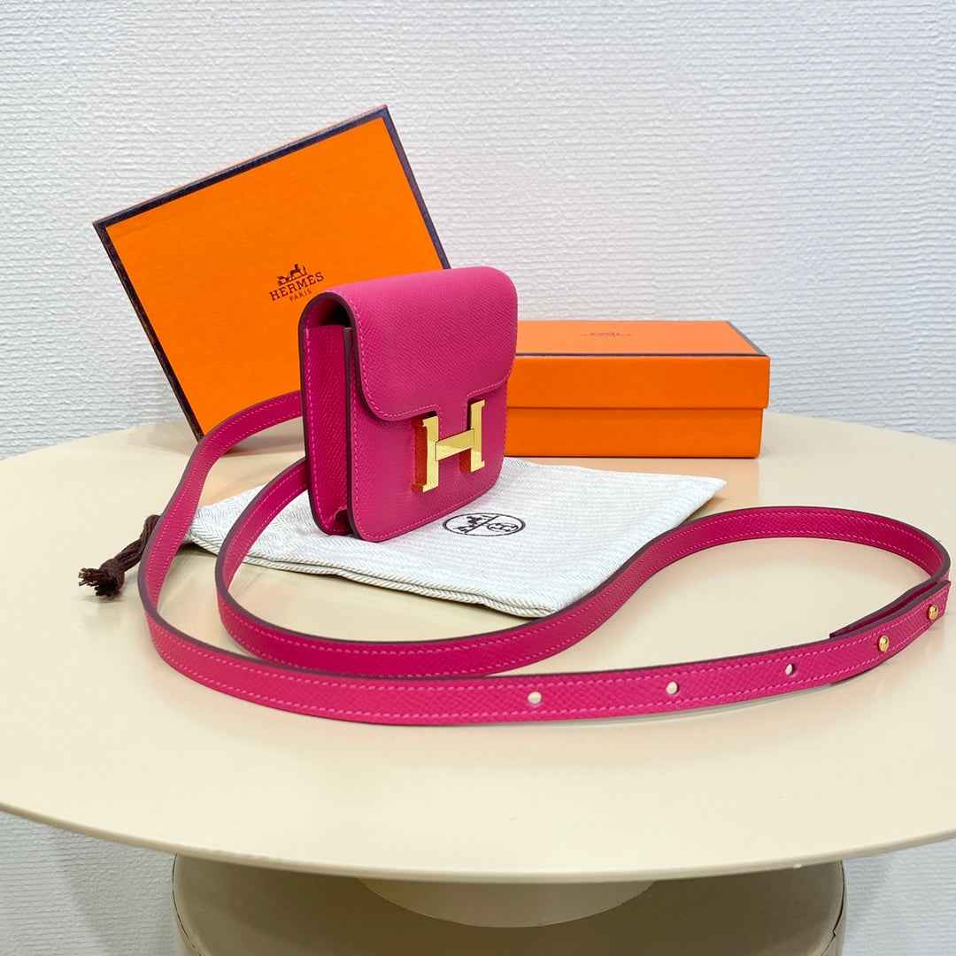 Hermes Constance Slim Wallet Plum Epsom Leather Gold H082072