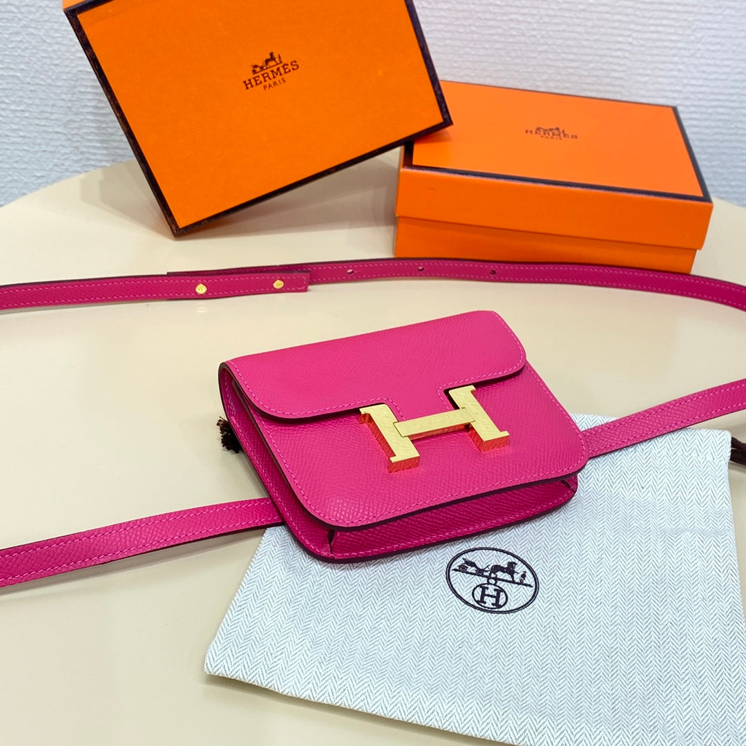 Hermes Constance Slim Wallet Plum Epsom Leather Gold H082072