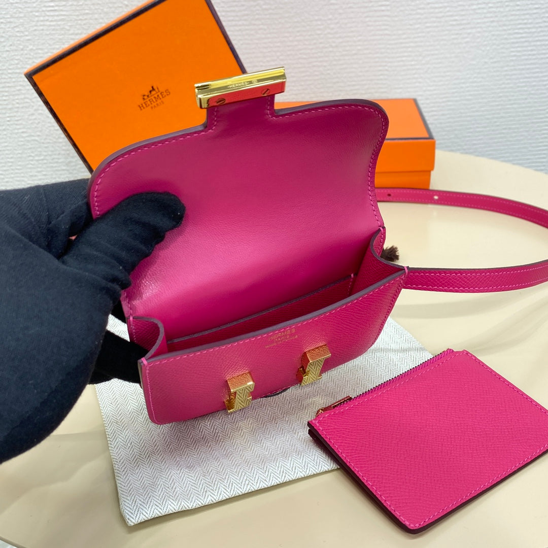 Hermes Constance Slim Wallet Plum Epsom Leather Gold H082072