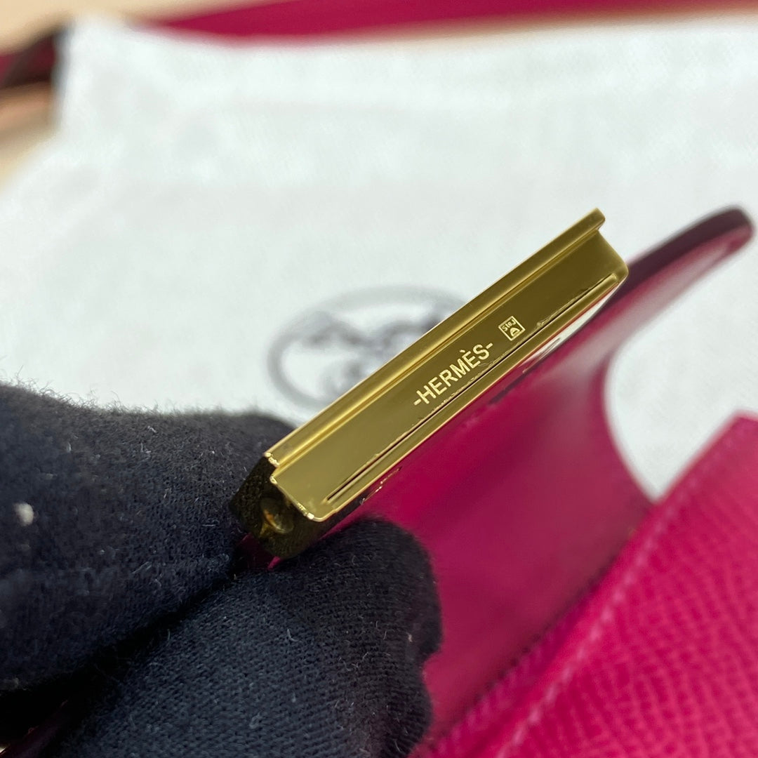 Hermes Constance Slim Wallet Plum Epsom Leather Gold H082072