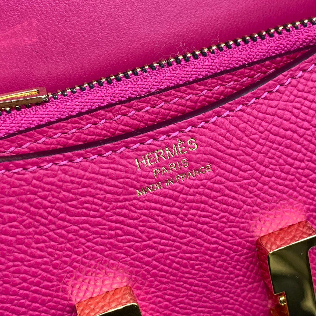 Hermes Constance Slim Wallet Plum Epsom Leather Gold H082072