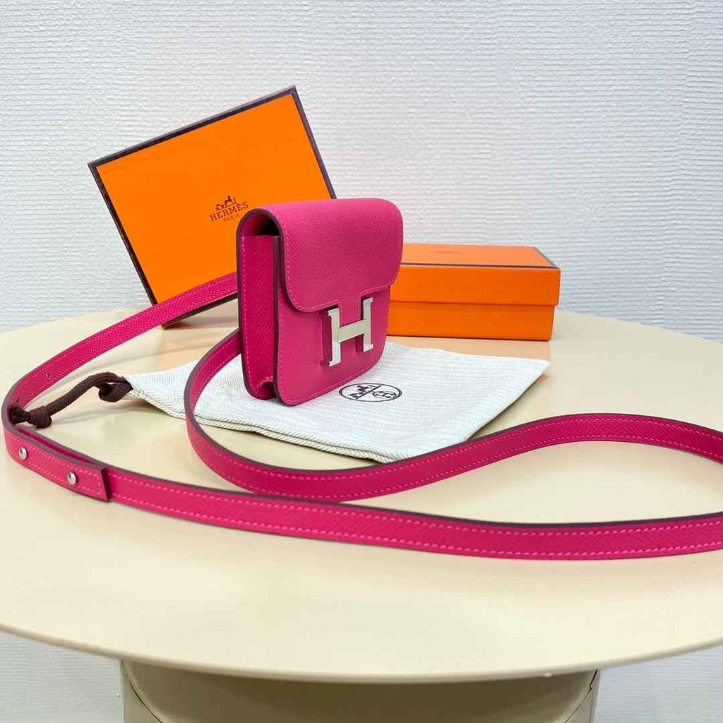 Hermes Constance Slim Wallet Plum Epsom Leather Silver H082073