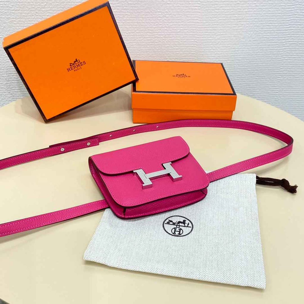 Hermes Constance Slim Wallet Plum Epsom Leather Silver H082073