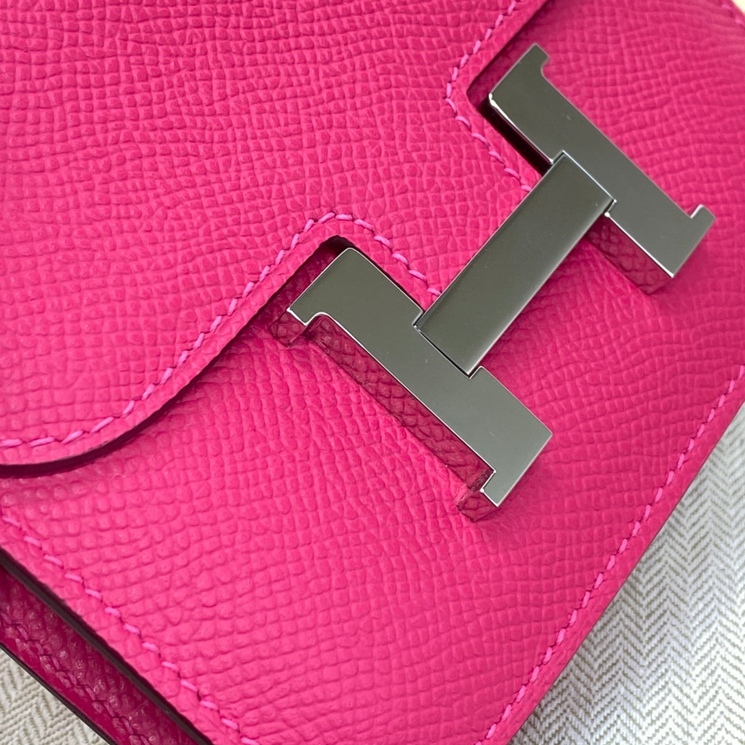 Hermes Constance Slim Wallet Plum Epsom Leather Silver H082073