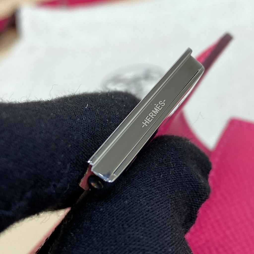 Hermes Constance Slim Wallet Plum Epsom Leather Silver H082073