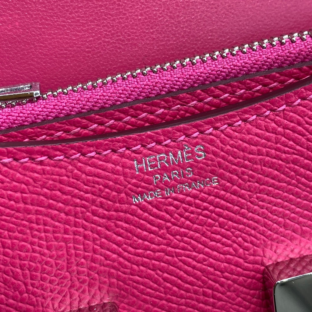 Hermes Constance Slim Wallet Plum Epsom Leather Silver H082073