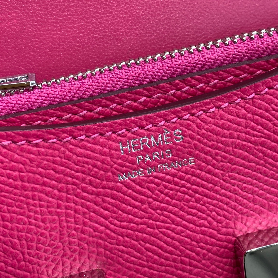 Hermes Constance Slim Wallet Plum Epsom Leather Silver H082073