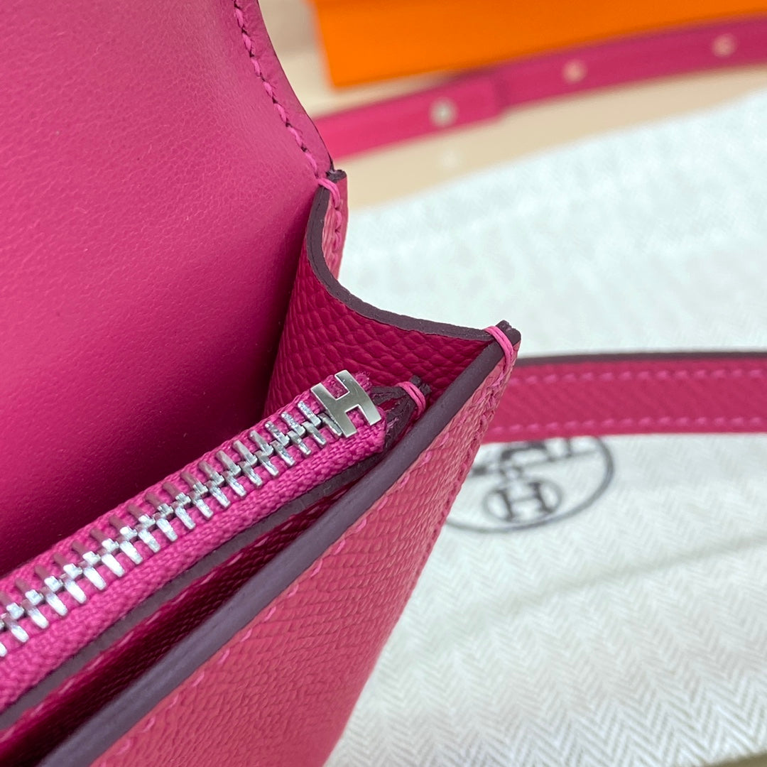 Hermes Constance Slim Wallet Plum Epsom Leather Silver H082073