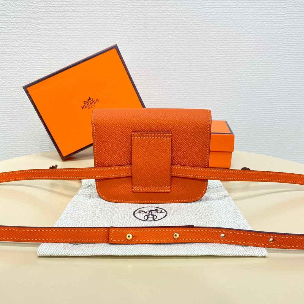 Hermes Constance Slim Wallet Orange Epsom Leather Gold H082074
