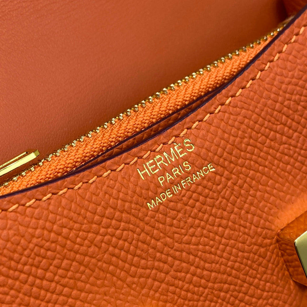 Hermes Constance Slim Wallet Orange Epsom Leather Gold H082074