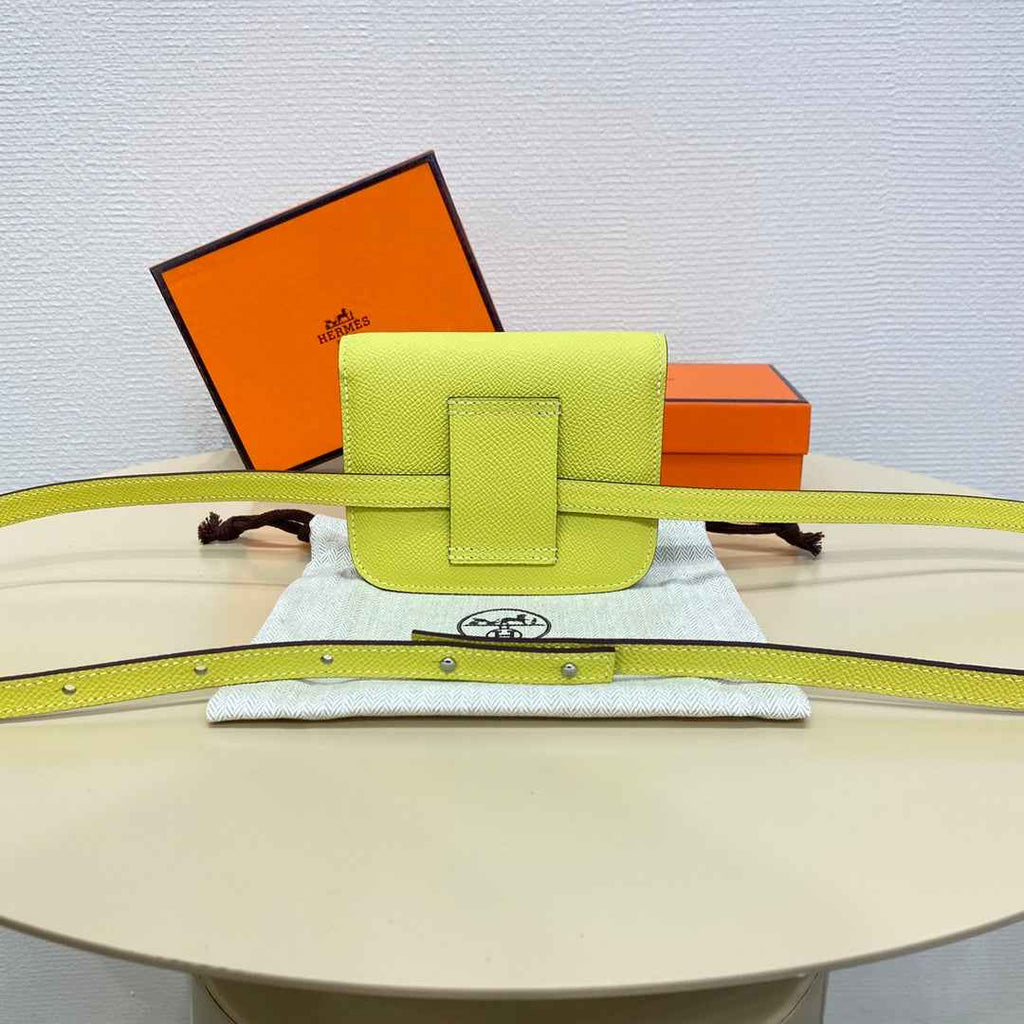 Hermes Constance Slim Wallet Yellow Epsom Leather Silver H082093