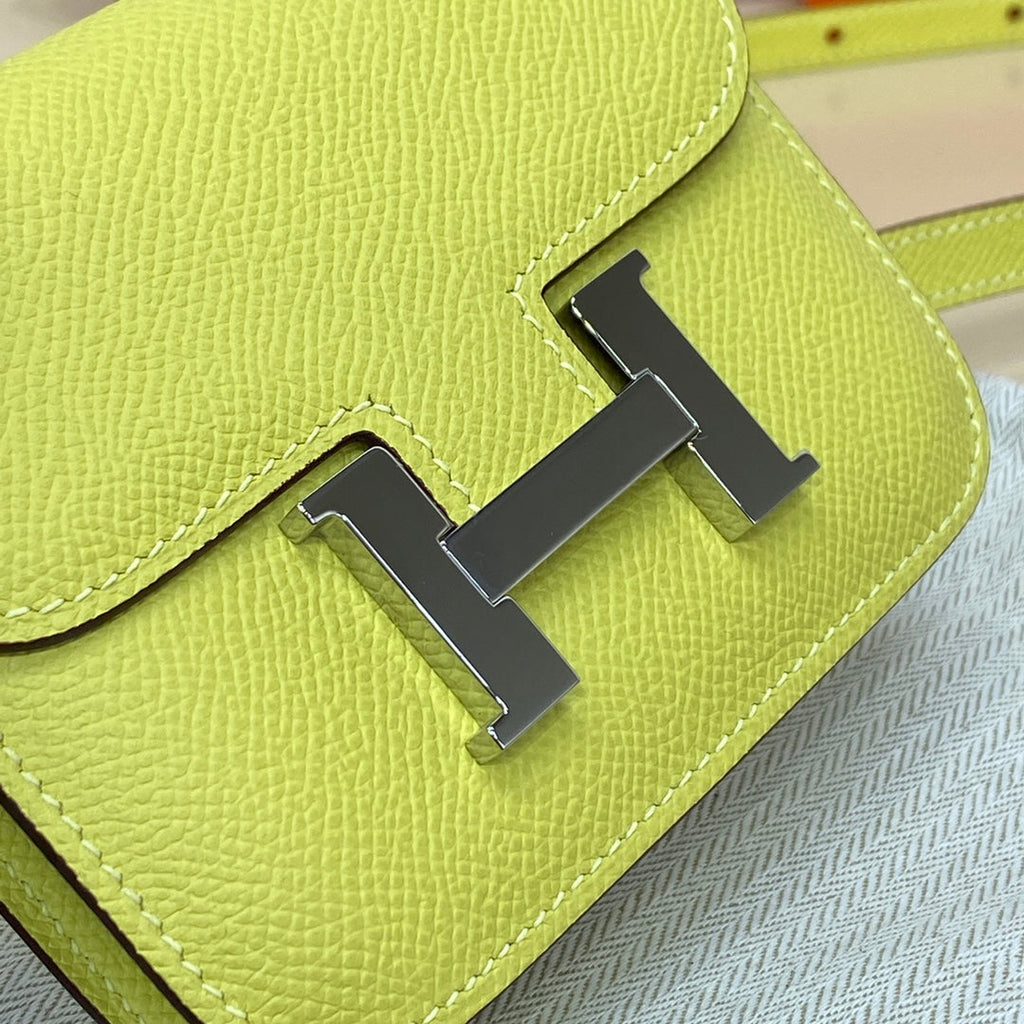 Hermes Constance Slim Wallet Yellow Epsom Leather Silver H082093