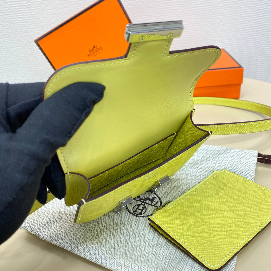Hermes Constance Slim Wallet Yellow Epsom Leather Silver H082093