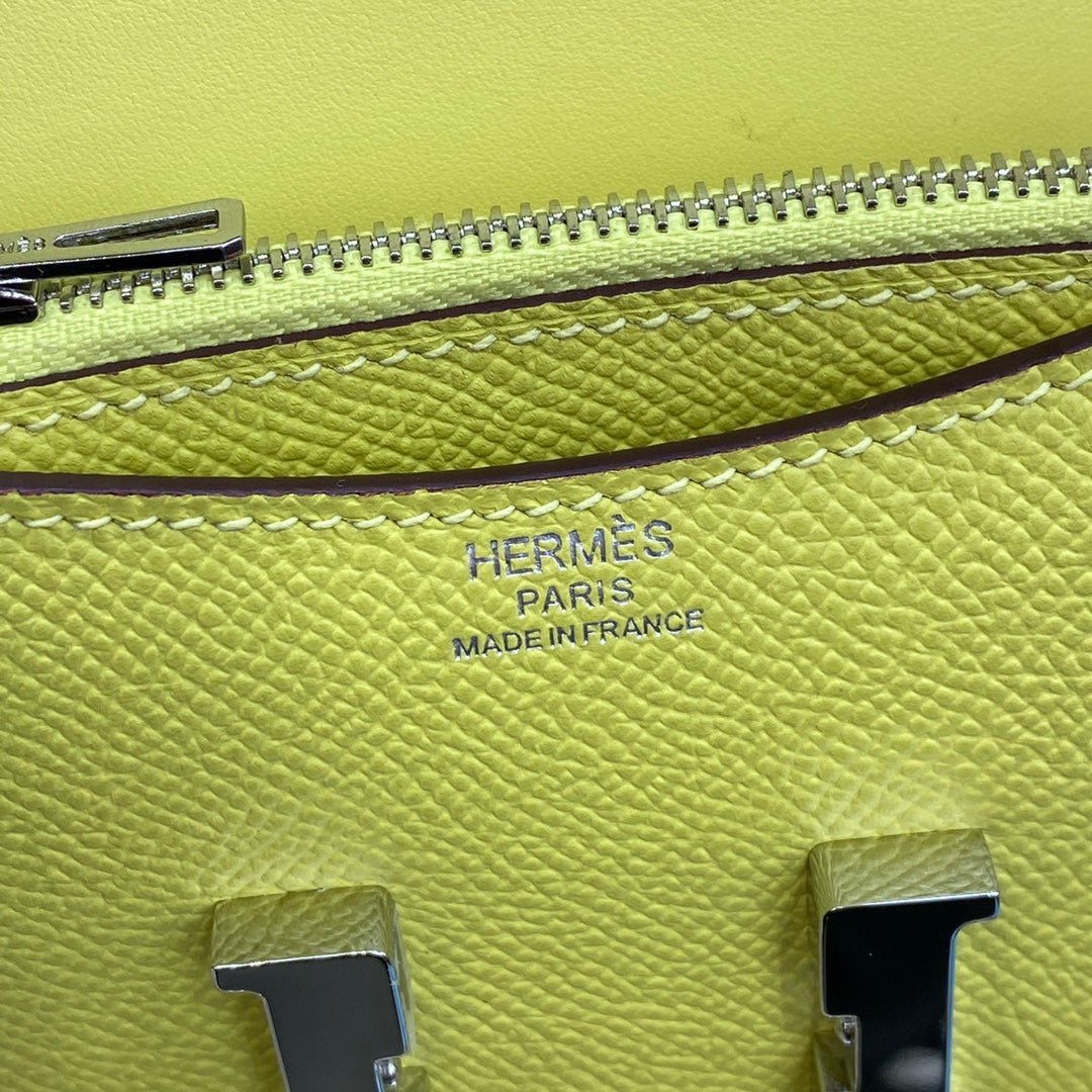Hermes Constance Slim Wallet Yellow Epsom Leather Silver H082093