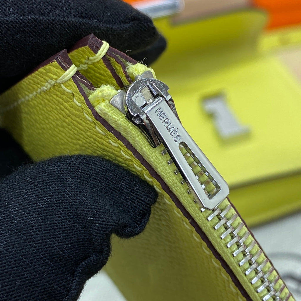 Hermes Constance Slim Wallet Yellow Epsom Leather Silver H082093