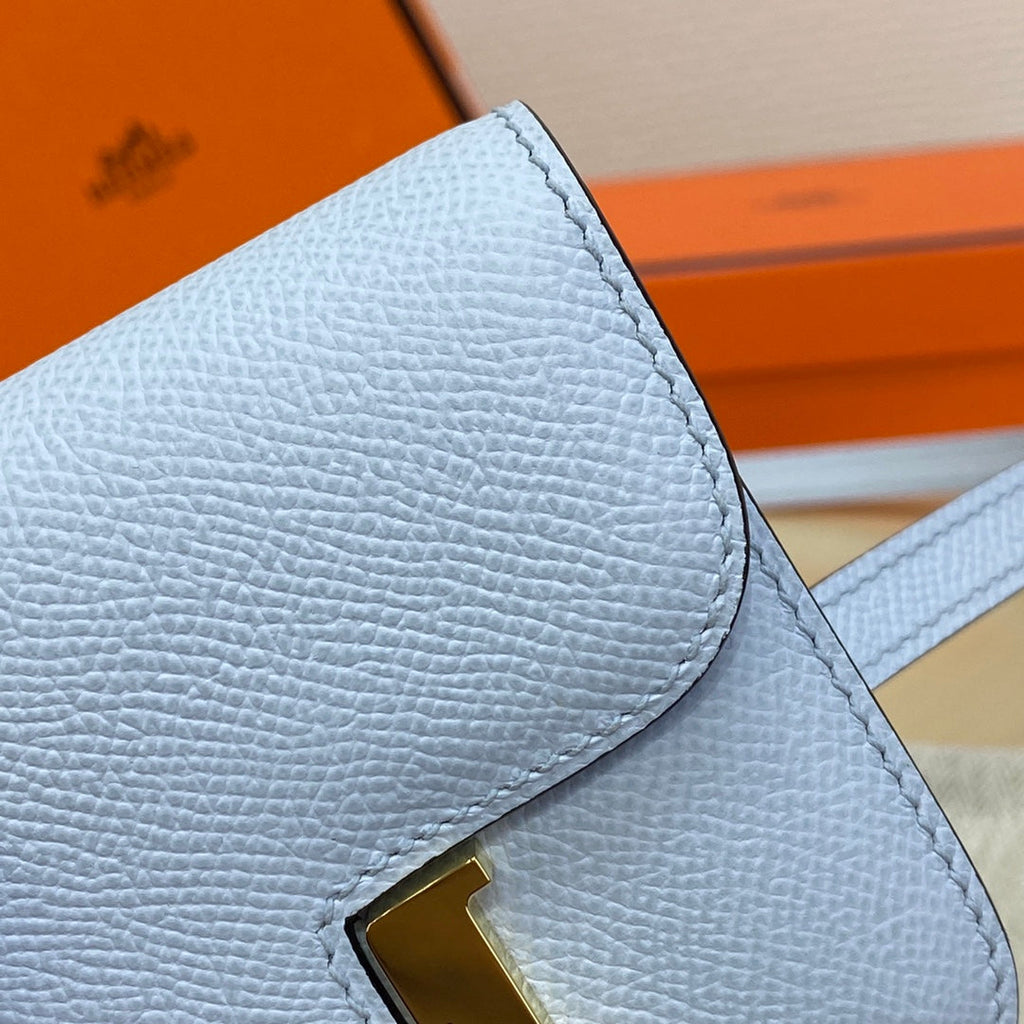 Hermes Constance Slim Wallet Light Blue Epsom Leather Gold H082076