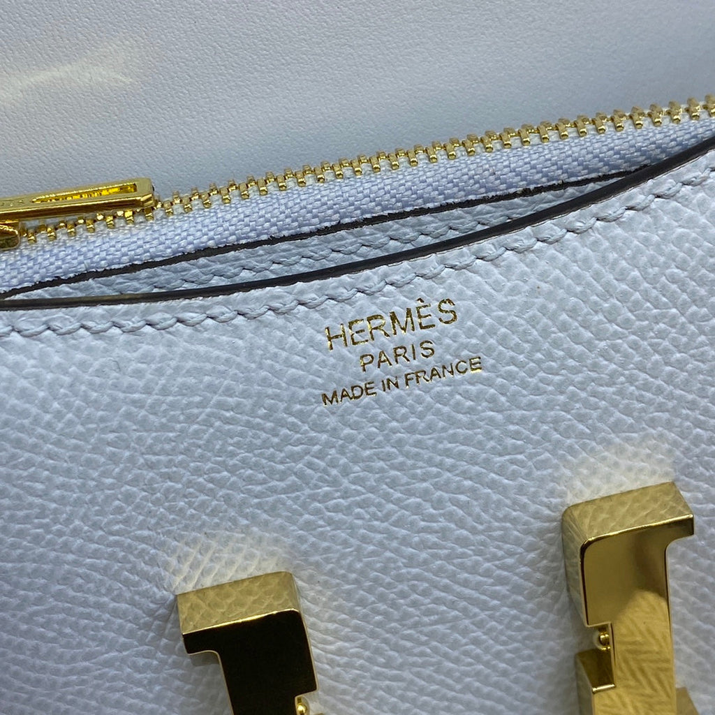 Hermes Constance Slim Wallet Light Blue Epsom Leather Gold H082076