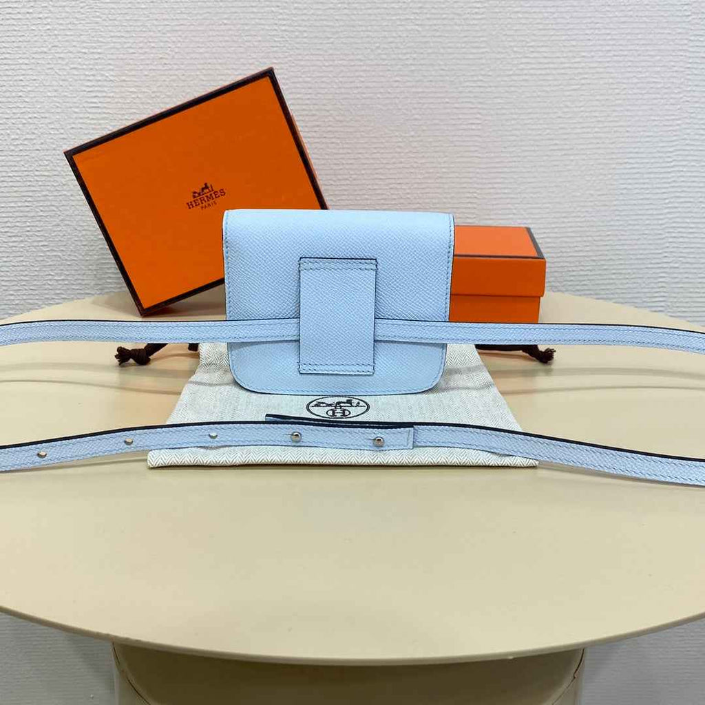 Hermes Constance Slim Wallet Light Blue Epsom Leather Silver H082077
