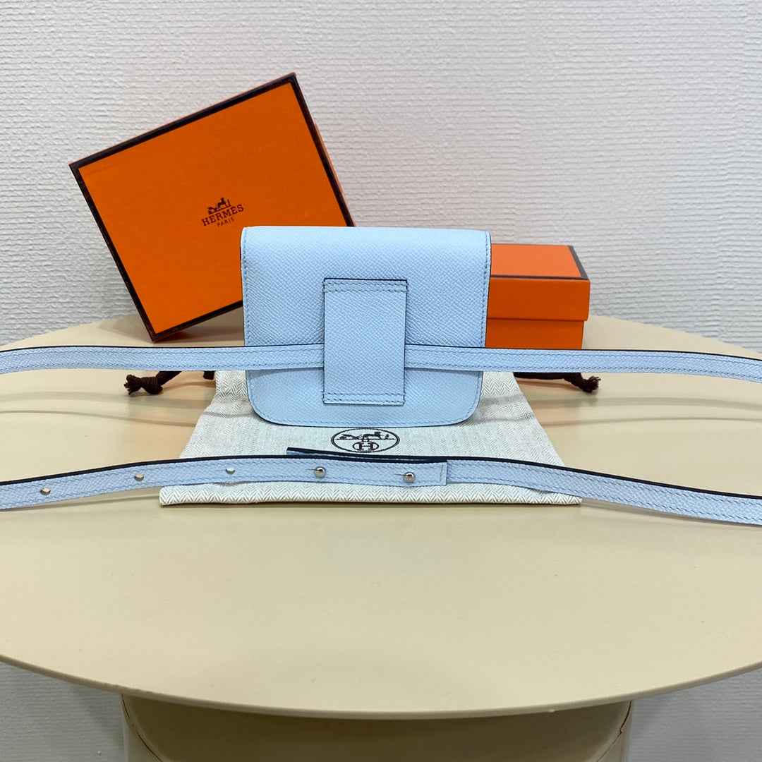 Hermes Constance Slim Wallet Light Blue Epsom Leather Silver H082077