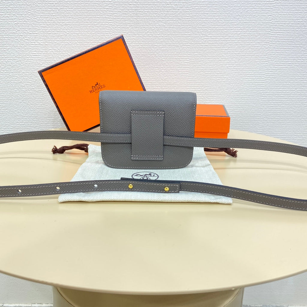 Hermes Constance Slim Wallet Dark Gray Epsom Leather Gold H082078