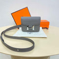 Hermes Constance Slim Wallet Dark Gray Epsom Leather Silver H082079