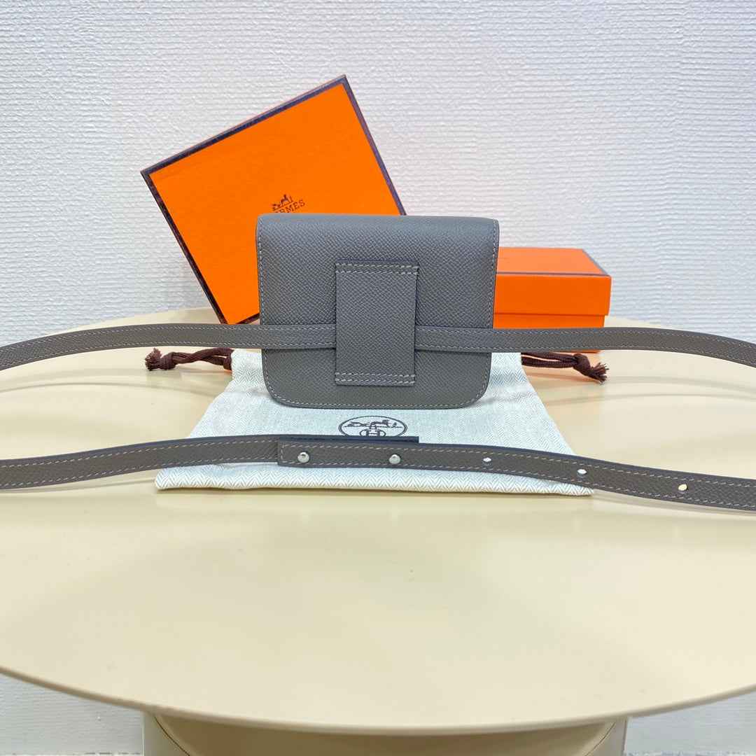 Hermes Constance Slim Wallet Dark Gray Epsom Leather Silver H082079