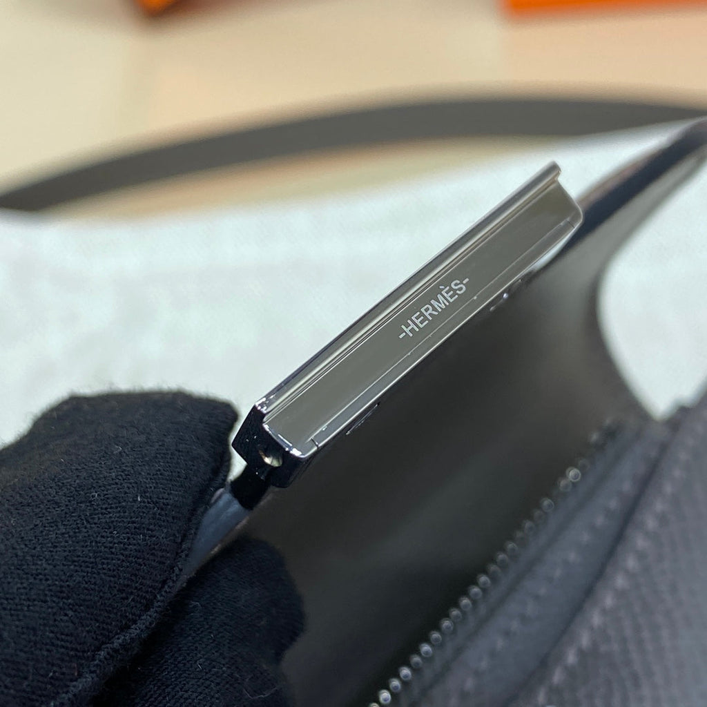 Hermes Constance Slim Wallet Dark Gray Epsom Leather Silver H082079