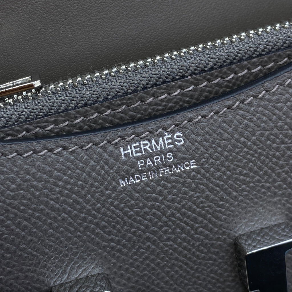 Hermes Constance Slim Wallet Dark Gray Epsom Leather Silver H082079