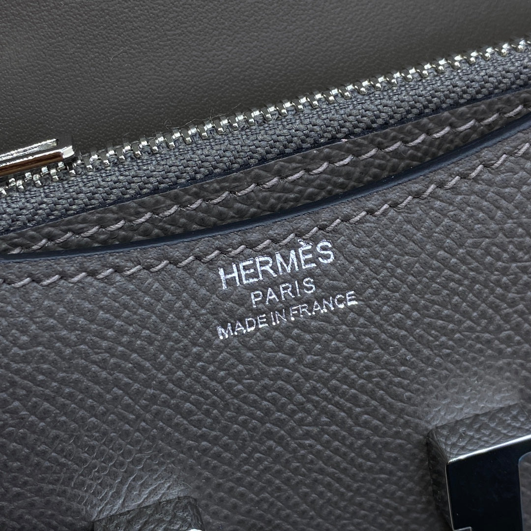 Hermes Constance Slim Wallet Dark Gray Epsom Leather Silver H082079