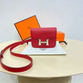 Hermes Constance Slim Wallet Red Epsom Leather Silver H082081