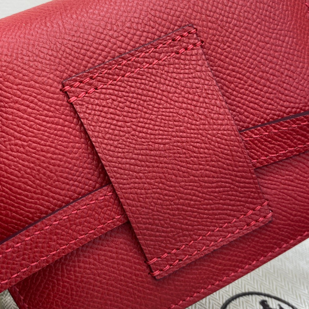 Hermes Constance Slim Wallet Red Epsom Leather Silver H082081