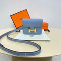 Hermes Constance Slim Wallet Blue Epsom Leather Gold H082082