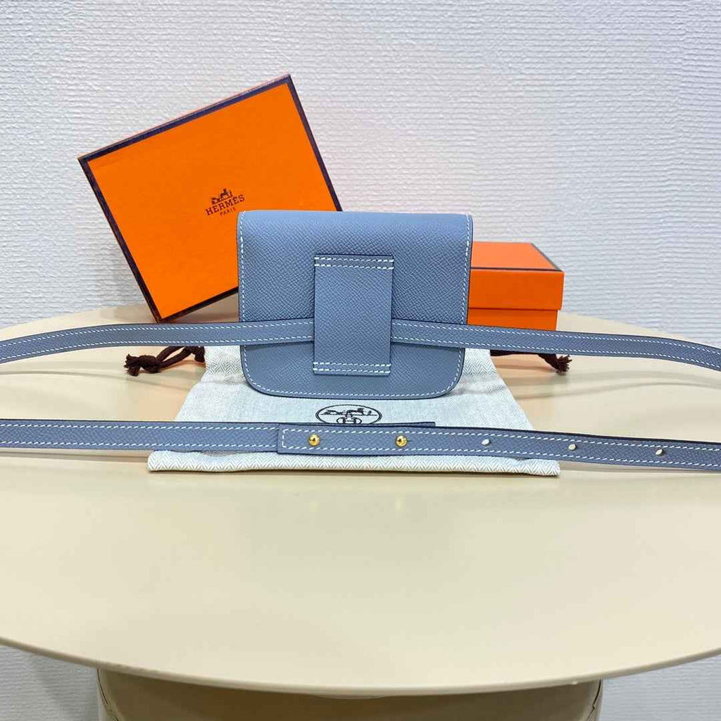 Hermes Constance Slim Wallet Blue Epsom Leather Gold H082082