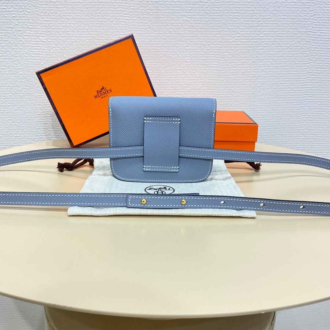 Hermes Constance Slim Wallet Blue Epsom Leather Gold H082082