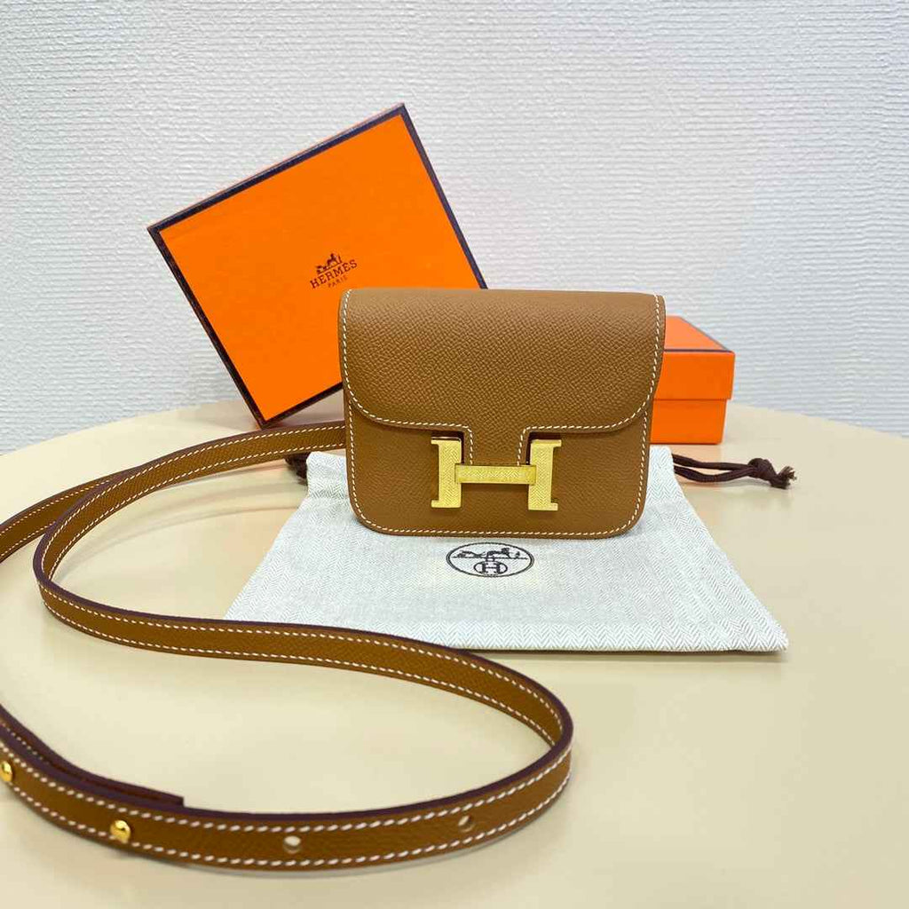 Hermes Constance Slim Wallet Tan Epsom Leather Gold H082084